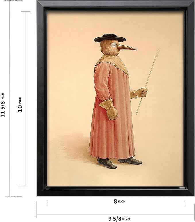 Poster Master Vintage Plague Doctor Canvas - Retro Physician Print - Medical Doctor Art - Gift for Men & Women - Wall Decor for Living Room, Bedroom or Dorm - 8x10 Black Framed Canvas
