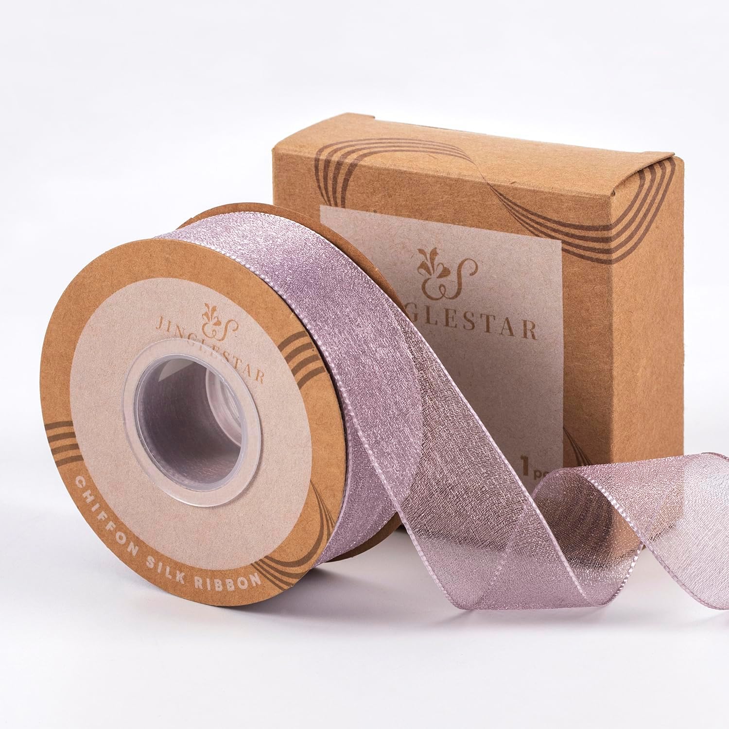 1 Inch Wide Sheer Chiffon Ribbon - Pearl Silk Woven Ribbon Suitable for Gift Wrapping, Wedding Decor, Home Decor, Girl Hair Accessories Handmade DIY (25 Yards/roll) (Purple) - Crafty Corner
