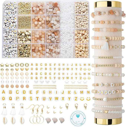 Xylise Jewelry Making Supplies Kit Natural Stone Beads for Irregular Natural Stone with for DIY Craft Bracelet Necklace Earrings for Adults (Pink)