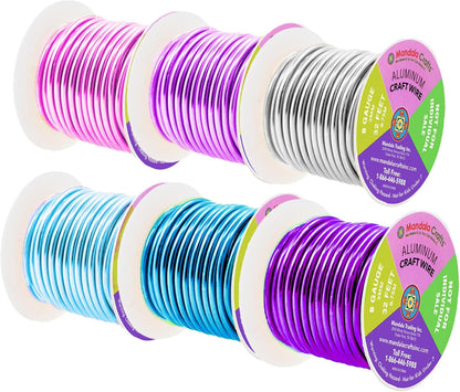 Mandala Crafts 8 Gauge Anodized Aluminum Craft Wire for Jewelry Making - 120 FT Colored Flexible Silver Lavender Purple Pink Ice Blue Turquoise Wire - Bendable for Bonsai Armature Crafting Sculpting - Crafty Corner