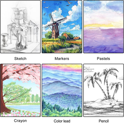 4 Pack Mixed Media Sketchbook, 9x12 inches Drawing Paper Sketch Book, 98lb/160gsm Heavyweight Spiral Bound Sketch Pads, Suitable for Wet and Dry Media, Drawing, Painting, Sketching(200 Sheets) - Crafty Corner