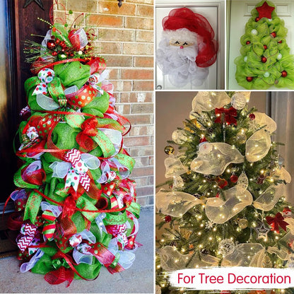 TONIFUL 2 Rolls 10 Inch Light Green Decorative Mesh Ribbbon Rolls, Fabric Mesh for Grinch Wreath Supplies, Front Door Wreath Crafts Tree Decor Christmas NewYears Halloween Decoration (10 yds/roll) - Crafty Corner