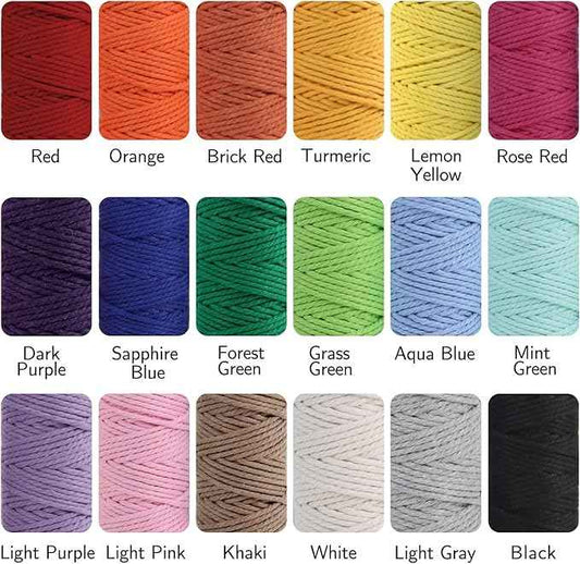 PHUNTTEK Macrame Cord 2mm x 590 Yards 18 Rolls Natural Cotton Cord 3 Stands Jute Twine String Soft Rope Assorted Colored Yarns for DIY Knitting Knotting Craft Macrame Project Supplies