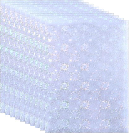 PATIKIL 11.7x8.3" Holographic Sticker Paper, 10Sheets A4 Polypropylene Self-Adhesive Transparent Waterproof Laminate Overlay Film for Photo Cards Scrapbook Decorations, Blossom