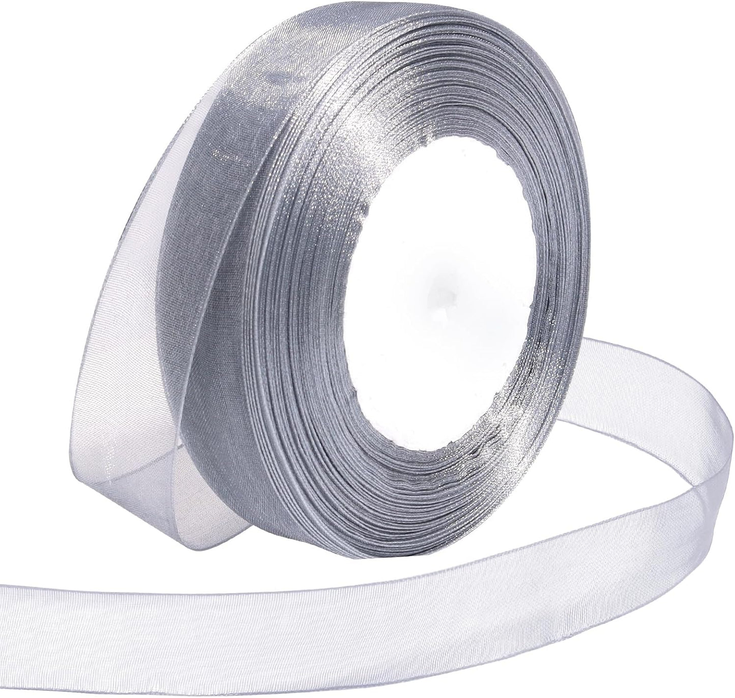 Ribbon for Gift Wrapping 3/4 inch Grey Sheer Organza Ribbon for Flower Bouquet Tulle Thin Chiffon Ribbons for Wedding Invitations Christmas Halloween Presents Decorations Crafts 50 Yards - Crafty Corner