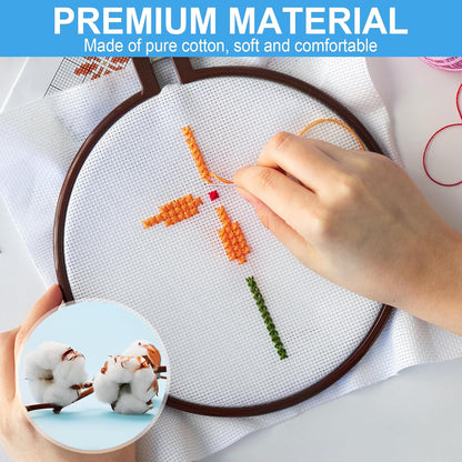 MYFAMIREA 16PCS Cross Stitch Fabric, 4 Sizes White Aida Cloth 14 Count Craft Embroidery Cloth Classic Reserve Cross Stitch for Home DIY Handmade Needlework Embroidery Decoration, 5.9 to 11.8 inch