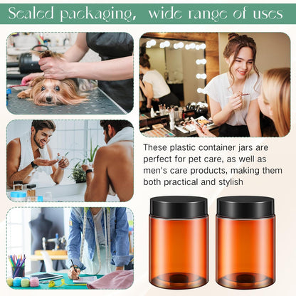 SATINIOR 12 Pack 10 oz Plastic Container Jars with Lids Round Clear Travel Cosmetic Container Slime Jars for Toiletries, Lotion, Cream, Ointments, Makeup, Rhinestone, Samples, Kitchen Storage(Amber)