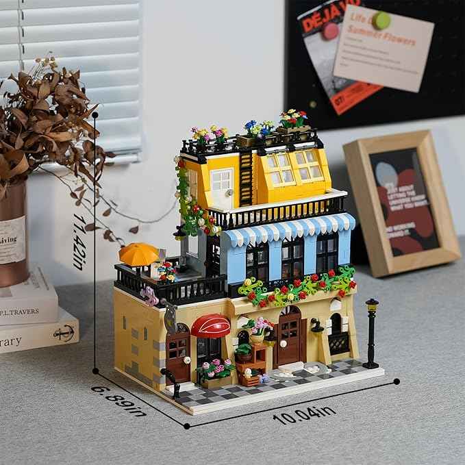 ENJBRICK Flowers City Hotel House Building Kit for Adutls, Creator Building Toy Set with Apartmant and Shops for Girls and Adults 1464 pcs