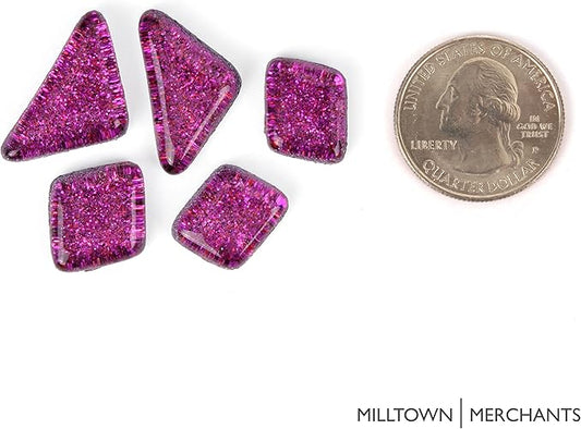 Milltown Merchants™ Dark Purple Glitter Mosaic Tile Pieces - Bulk Violet Sparkle Mosaic Tiles - 3 Pound (48 oz) Shimmer Tile Assortment for Backsplash, Stepping Stones, and Mosaics