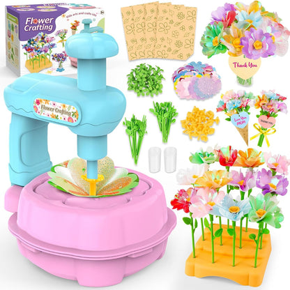 Wwzzey Fabric Flower Bouquets Toys - Arts and Crafts for Kids Ages 4-8 8-12, Kids Crafts DIY Kit with Blessing Cards, Birthday Christmas Gifts for 4 5 6 7 8+ Year Old Girls Boys