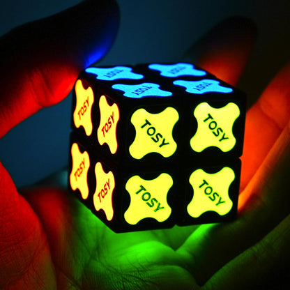 TOSY Magnet Cube 2x2 - 8 Blocks, 2 in 1 Toy: 2x2x2 Puzzle Cube and Customizable Infinity Cube, Glowing, UV Flashlight, Fidget/STEM/STEAM Magnet Tiles Birthday Gift for Kids/Teens/Adults, 2-Pack
