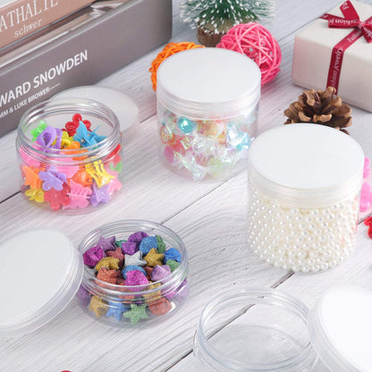 SATINIOR 12 Pack 4 oz Plastic Container Jars with Lids Round Clear Travel Cosmetic Container Jars for Toiletries, Lotion, Cream, Ointments, Makeup, Rhinestone, Samples, Kitchen Storage, White