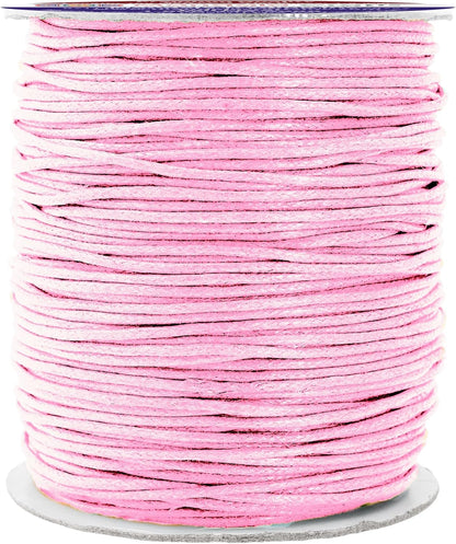 Mandala Crafts 1.5mm 109 Yards Baby Pink Cotton Waxed Cord for Jewelry Making Bracelet Cord Waxed String - Beading String Thread Jewelry Cords for Necklaces String