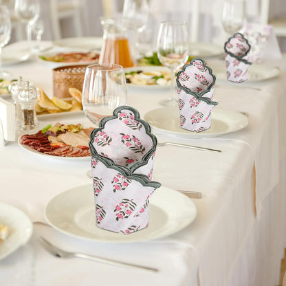 Embroidery Napkins Kitchen Towels Table Decor Table Linen Cotton Napkins Cloth Napkins Set of 4-20"x 20" Block Print Napkins Dinner Napkins Gifts for her Gifts for mom