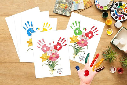 Love You Bunches Handprint Keepsake Card Making Kit, 10 Funny Personalized Mothers Day Cards Bulk for Mom from Daughter or Son, Mothers Day Birthday Family Gifts for New Parents, Gifts for Grandma
