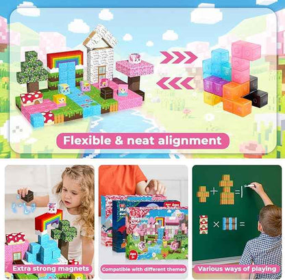 Magnetic Blocks - 150PCS Building Blocks Unicorn Cubes - Toys for Montessori Toddler Christmas Birthday Gifts - STEM Sensory Toys for 3 4 9 10 Year Old Girl