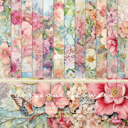 YASMEN 24 Sheets Scrapbook Paper Pads, 6X6 Single-Sided Cardstock Paper, Decorative Craft Paper, Flowers Pattern Paper Pack, DIY Decopodge Papers, Journal Scrapbooking Supplies, Card Making Supplies - Crafty Corner