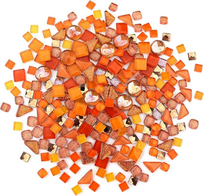 LITMIND 1.1LB Orange Mixed Irregular Crystal Glass Mosaic Tiles for Crafts - Perfect for Mosaic Art Projects, Puzzles, and Home Décor