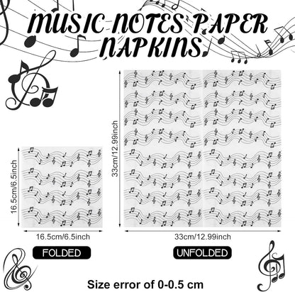 60 Pcs Music Note Cocktail Paper Napkins 6.5 x 6.5 Inches Disposable Paper Napkins Dessert Beverage Tissue for Decoupage Luncheon Tissue for Theme Party Wedding Birthday Party