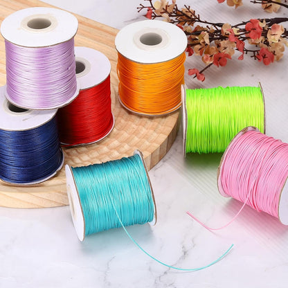 MECCANIXITY Waxed Cord 0.5mm Waxed Polyester Cord 175 Yard Wax String for Bracelet Making, Necklaces, Beading, Jewelry Making and DIY Crafts(Cyan)