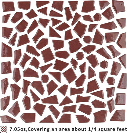 Youway Style Brown Glass Mosaic Tiles for Crafts Bulk,200g Broken Glass Pieces for Spring Mosaic Art Crafts,Garden Mosaic Supplies