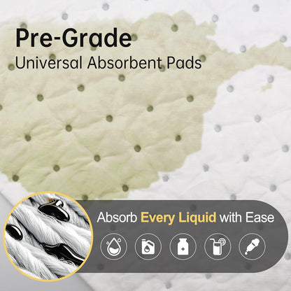AAwipes Oil Only Absorbent Pads Mat Pre-Grade 3MM Thicker More Absorption for Garage, Car, Truck, Motorcycle - White 6 Pack 15" X 18" OW1518-6S