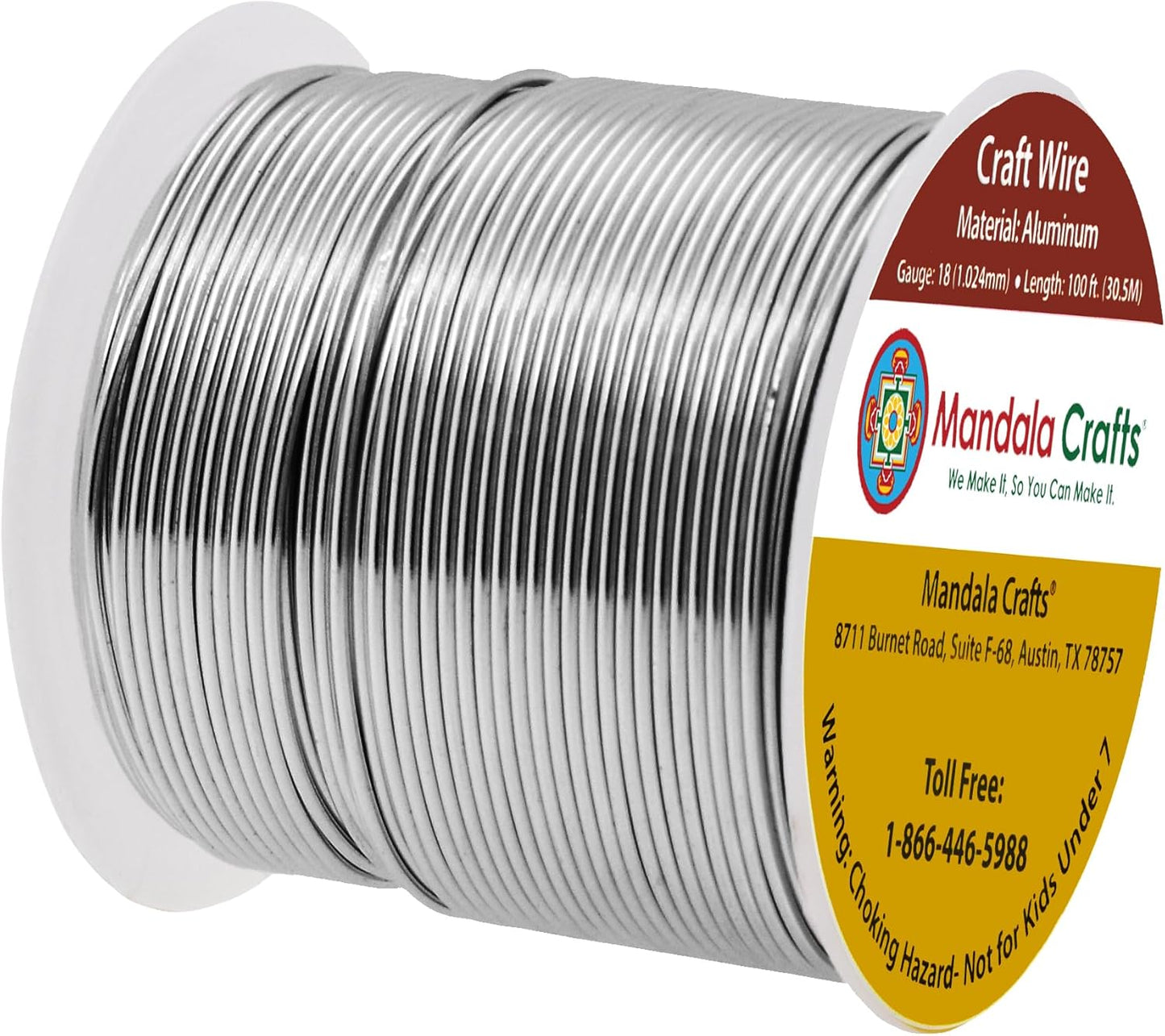 Mandala Crafts 18 Gauge Anodized Aluminum Craft Wire for Jewelry Making - 100 FT Colored Flexible Gray Wire - Bendable for Bonsai Armature Crafting Sculpting - Crafty Corner