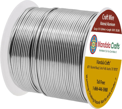 Mandala Crafts 18 Gauge Anodized Aluminum Craft Wire for Jewelry Making - 100 FT Colored Flexible Gray Wire - Bendable for Bonsai Armature Crafting Sculpting - Crafty Corner