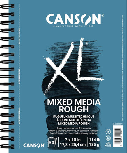 Canson XL Series Mixed Media Pad, Rough Texture, Side Wire, 7x10 inches, 50 Sheets – Heavyweight Art Paper for Watercolor, Gouache, Marker, Painting, Drawing, Sketching - Crafty Corner