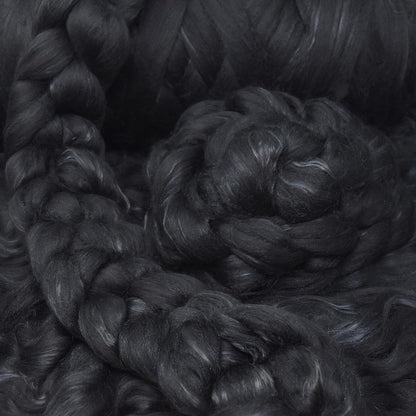 Merino Silk Luxe Tonal Designer Blend. Superfine Merino, Mulberry Silk, Tussah Silk. Top Roving for Spinning or Felting. Obsidian 4oz