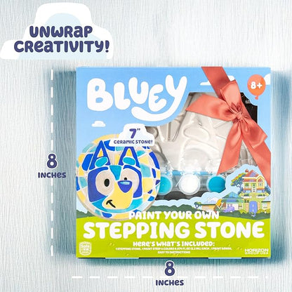 Bluey Paint Your Own Stepping Stone, Design 7 DIY Stone Art, Fun Kit for Kids, Less Mess Paintable Stones Art Set, Great Summer Activity Kids Ages 8, 9, 10, 11