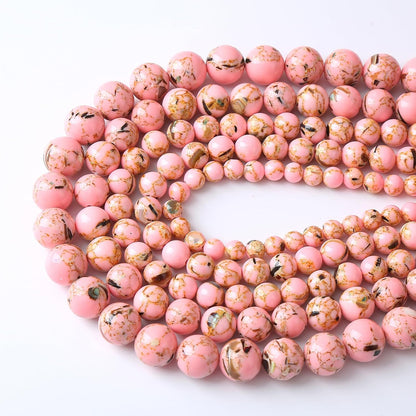 32PCS 12MM Natural Pink Shell Turquoise Beads for Jewelry Making with Mother-of-Pearl Round Loose Beads DIY Bracelet Accessories 15"(12mm, Pink Shell Turquoises)