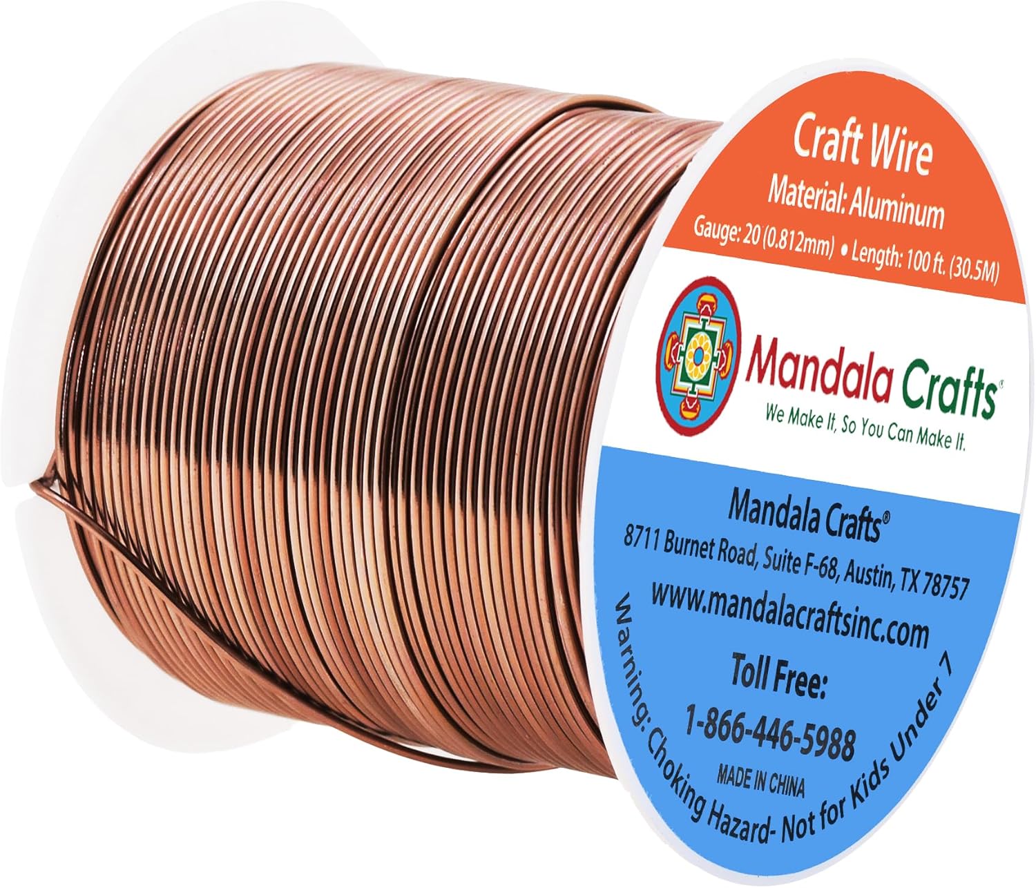 Mandala Crafts 20 Gauge Anodized Aluminum Craft Wire for Jewelry Making - 100 FT Colored Flexible Light Brown Wire - Bendable for Bonsai Armature Crafting Sculpting - Crafty Corner