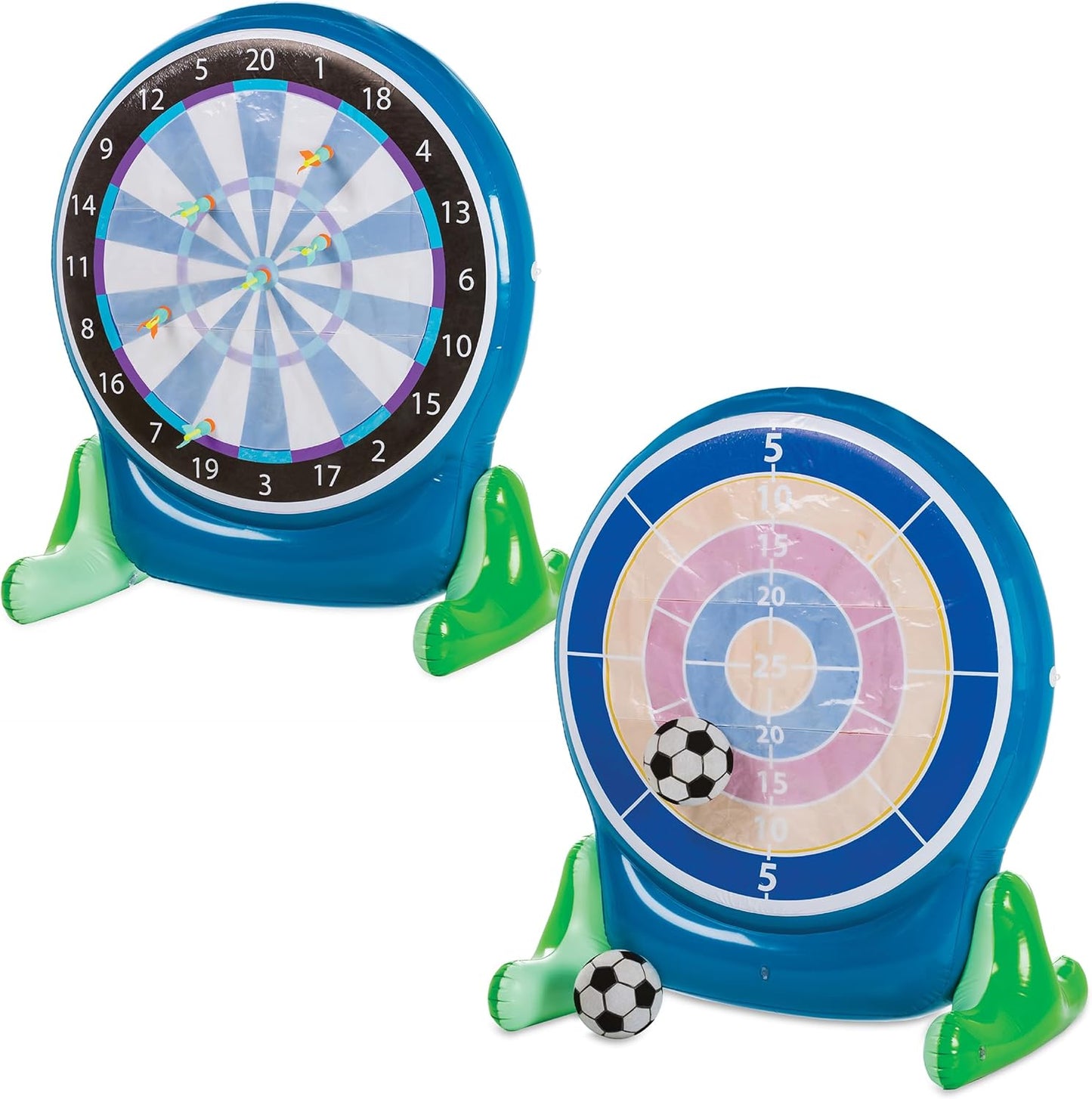 Hearthsong Jumbo 57-Inch Inflatable 2-in-1 Darts and Soccer Set with Double-Sided Scoreboard, Two Soccer Balls, Six Darts, Outdoor Play, Ages 5 and Up