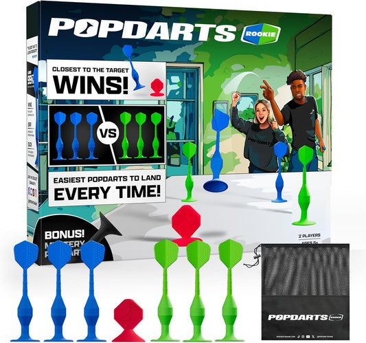 Popdarts Game Rookie Pack – Beginner-Friendly Suction Cup Dart Game for Kids, Families, and New Players | Indoor & Outdoor Target Toss Game | Fast Setup, Durable, Simple Rules, and Fun for All Ages!