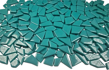 Irregular Glass Mosaic Tiles Bulk 500g Glossy and Iridescent Mosaic Glass Tiles for DIY Projects and Arts and Crafts Solid Colors and Mixes (Glossy Teal)