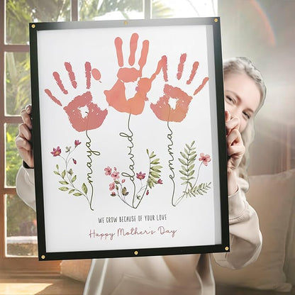 Mother's Day Handprint Art Personalized Grandma's Garden Crafts For Grandma From Kids, Unique Gifts for Mom from Daughter or Son for Mother's Day Birthday, Gift for Grandma Large Family