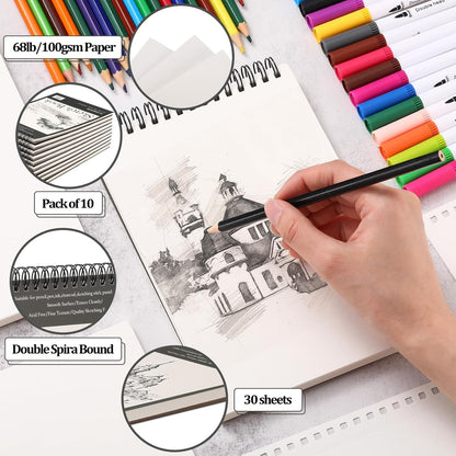 Jexine 20 Pcs 5.5'' x 8.5'' Top Spiral Bound Sketch Book 30 Sheet Each(68lb/100gsm), Sketching Drawing Pad Bulk Artist Sketch Pad Kids Drawing Paper Art Sketchbook for Painting (Tree)