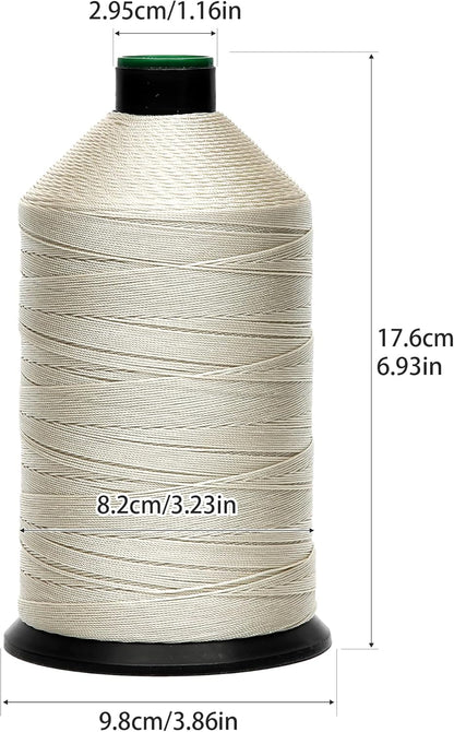 Extra Strong Bonded Nylon Thread #207 Tex210 – 16 OZ, 2000yds, Versatile Stitching Solution for Leather, Upholstery, Canvas Repair and More (Beige)
