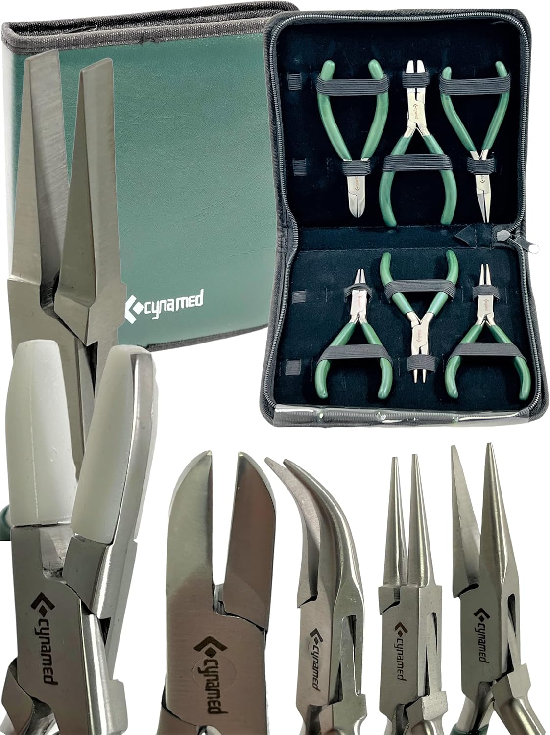 Premium 7-Pcs Jewelers Pliers Set Jewelry Tools Kit -Jewelry Making Pliers Tools with Needle Nose Pliers/Chain Nose Pliers, Round Nose Pliers, Nylon Jaw Pliers, Wire Cutter, Bent Nose Pliers With Case - Crafty Corner