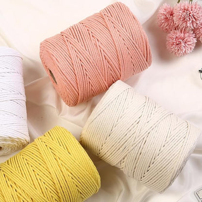 Macrame Cord 4mm x 328yards Natural Macrame Cotton Rope Colored Macrame Rope Soft Cotton Cord Macrame Supplies Craft Rope Macrame Yarn for Plant Hanger Wall Hanger Dreamcatcher(Wine Red)