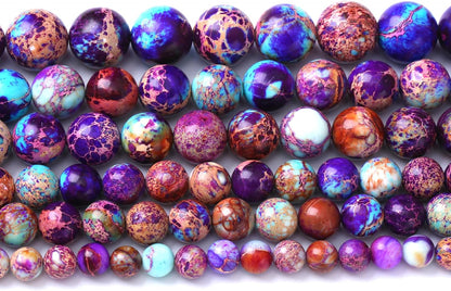 60PCS 6mm Natural Galaxy Sea Sediment Jasper Beads Gemstone Round Loose Spacer Stone Beads for Jewelry Making DIY Bracelet Necklace 15 Inch
