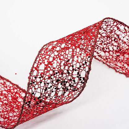CT CRAFT LLC Sparkling Glitter Mesh Wired Ribbon 2.5" x 10 Yards Red for Christmas Home Decor Bow Gift Wrapping DIY Crafts Wreath - Crafty Corner