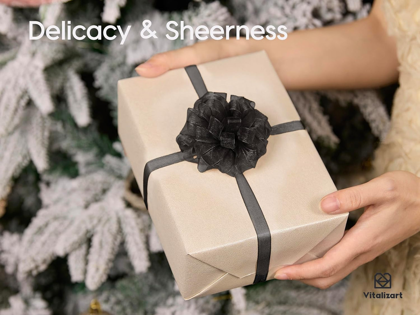 Vitalizart 3/8" x 30Yd Organza Ribbon Black Sheer Ribbons Set 10 Yd x 3 Rolls Handmade Eco-Friendly for Gift Wrapping Christmas Tree Crafts Bows Wedding Invitations Wreaths Wrap - Crafty Corner