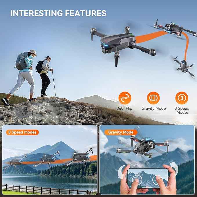 Drone with Camera - Foldable Brushless Motor Drone for Adults/Kids, 1080P HD RC quadcopter. Waypoint Fly, Altitude Hold, One Key Take Off/Landing, Gesture Selfie, 3D Flip, Long Flight Time
