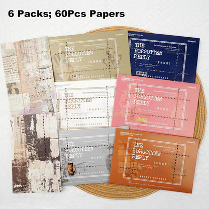 Vintage Perforated Paper Set, 60PCS Retro Ephemera for Scrapbooking Journaling Collage Planner DIY Craft