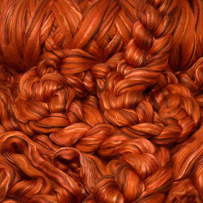 Living Dreams Yarn Merino Silk Luxe Tonal Designer Blend. Superfine Merino, Mulberry, Tussah Silk. Top Roving for Spinning or Felting. Amber Glow 4oz