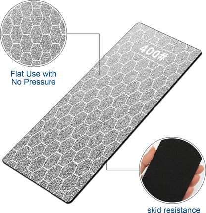 Diamond Sharpening Stone, 5 Pcs Knife Sharpening Stone with Extra Fine/Coarse Plate and Non-slip Base, 400/600/800/1000/1200 Grit