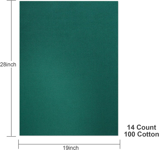 Aida Cloth 14 Count Cross Stitch Fabric,19×28inch (14CT, Green)