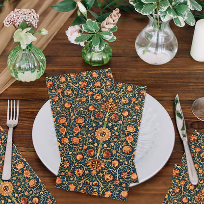 100 Pack William Morris Guest Napkins Vintage Floral Blue Paper Napkins Disposable Paper Hand Towels Dinner Baby Shower Party Supplies Decorative Napkins - 4.3 X 7.8 Inches
